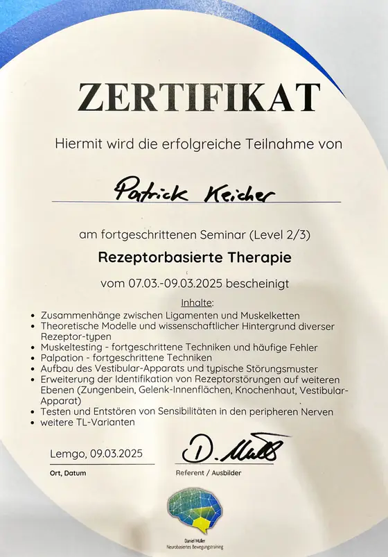 Zertifikat Rezeptorbasierte Therapie Level 2/3
