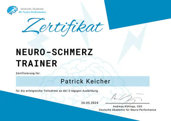 Zertifikat Neuro-Schmerz-Trainer, Deutsche Akademie für Neuro-Performance